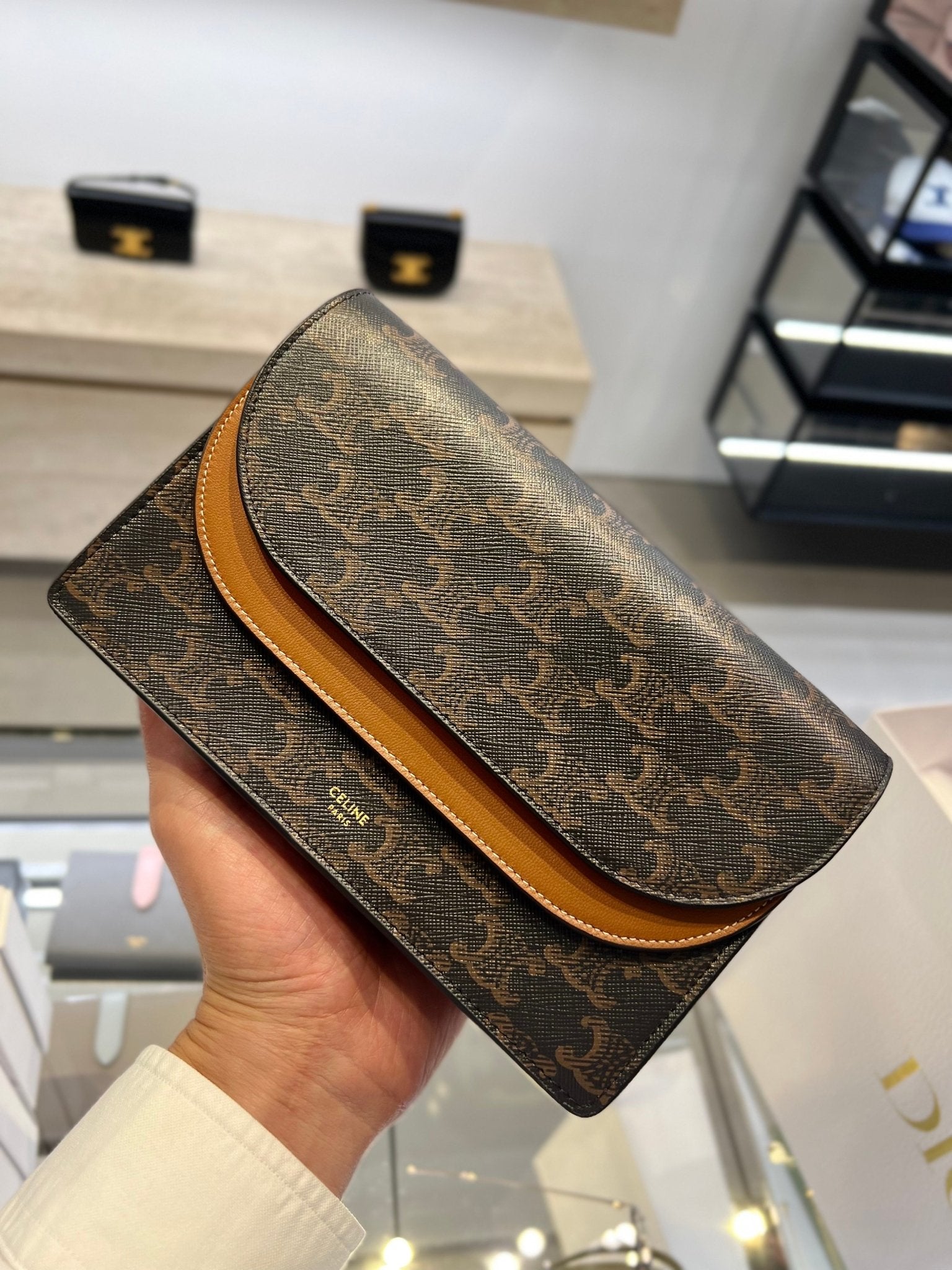 CELINE Wallet on Strap Celine long silver bag shoulder strap