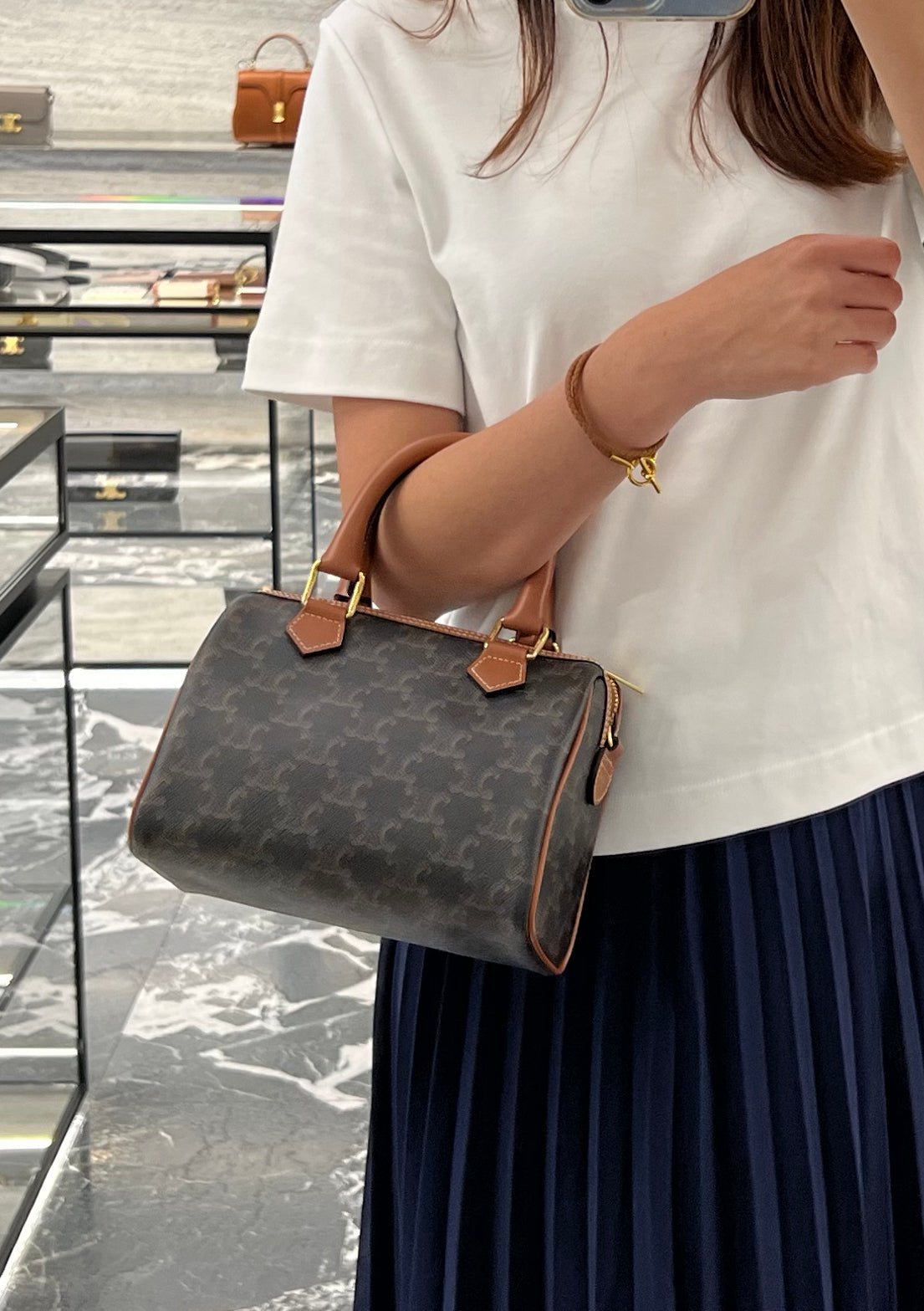 CELINE Small Boston Cuir Triomphe Celine Small Boston Handbag