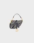 CHRISTIAN DIOR Mini Saddle Bag with Strap | 迪奧 馬鞍袋 (迷你/藍色老花) - LONDONKELLY