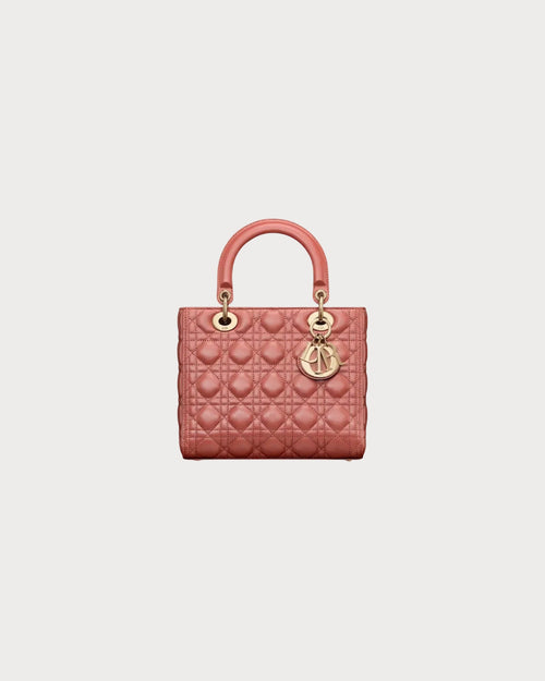 CHRISTIAN DIOR Medium Lambskin Lady Dior Bag | 迪奧 手袋 (Cherry Red)