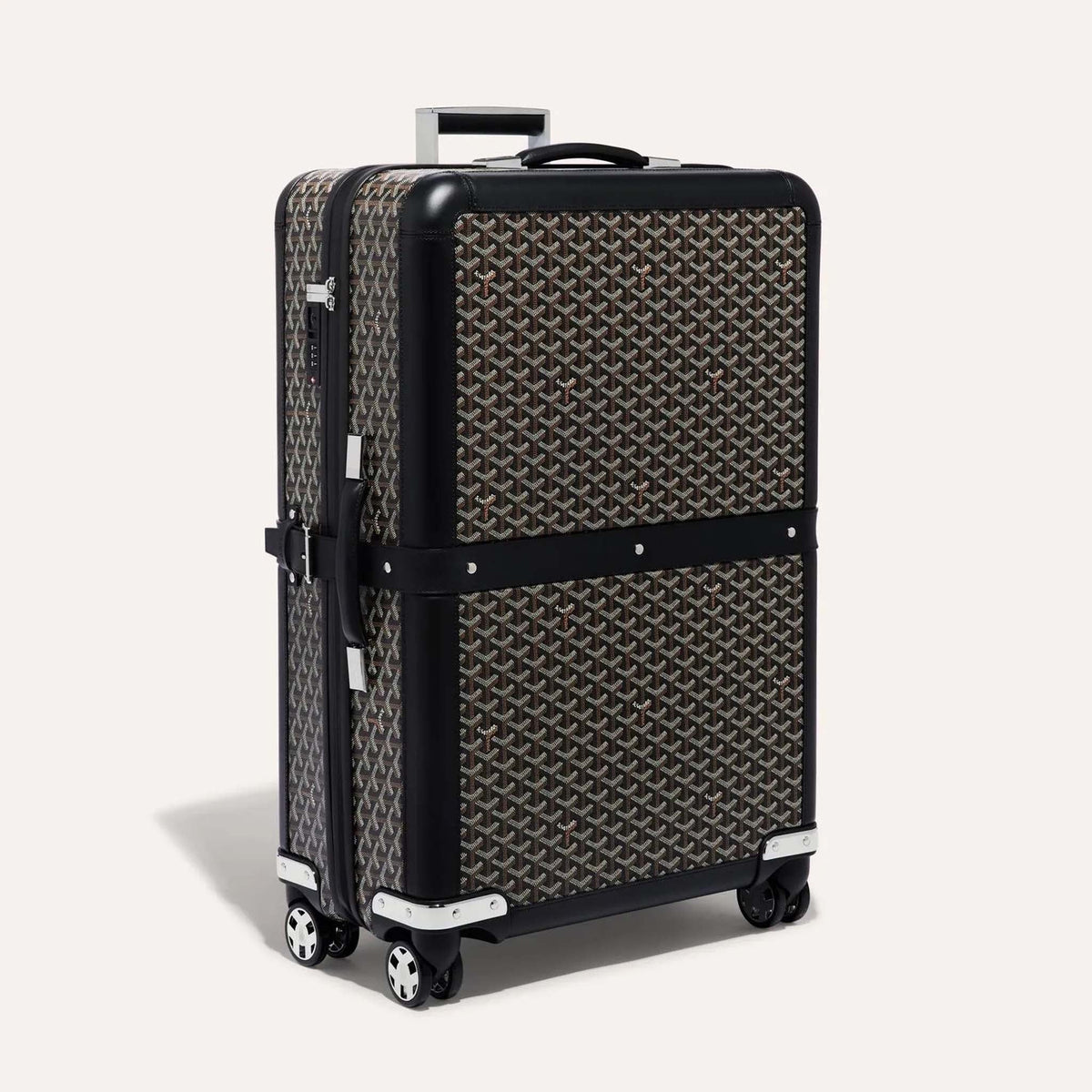 Goyard Ine Canvas & Clamecy Cowhide Bourget PM Trolley Case Black