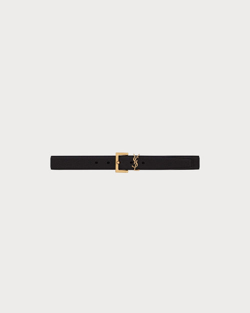 YSL SAINT LAURENT Cassandre Belt with Square Buckle | 聖羅蘭 皮帶 (黑色)