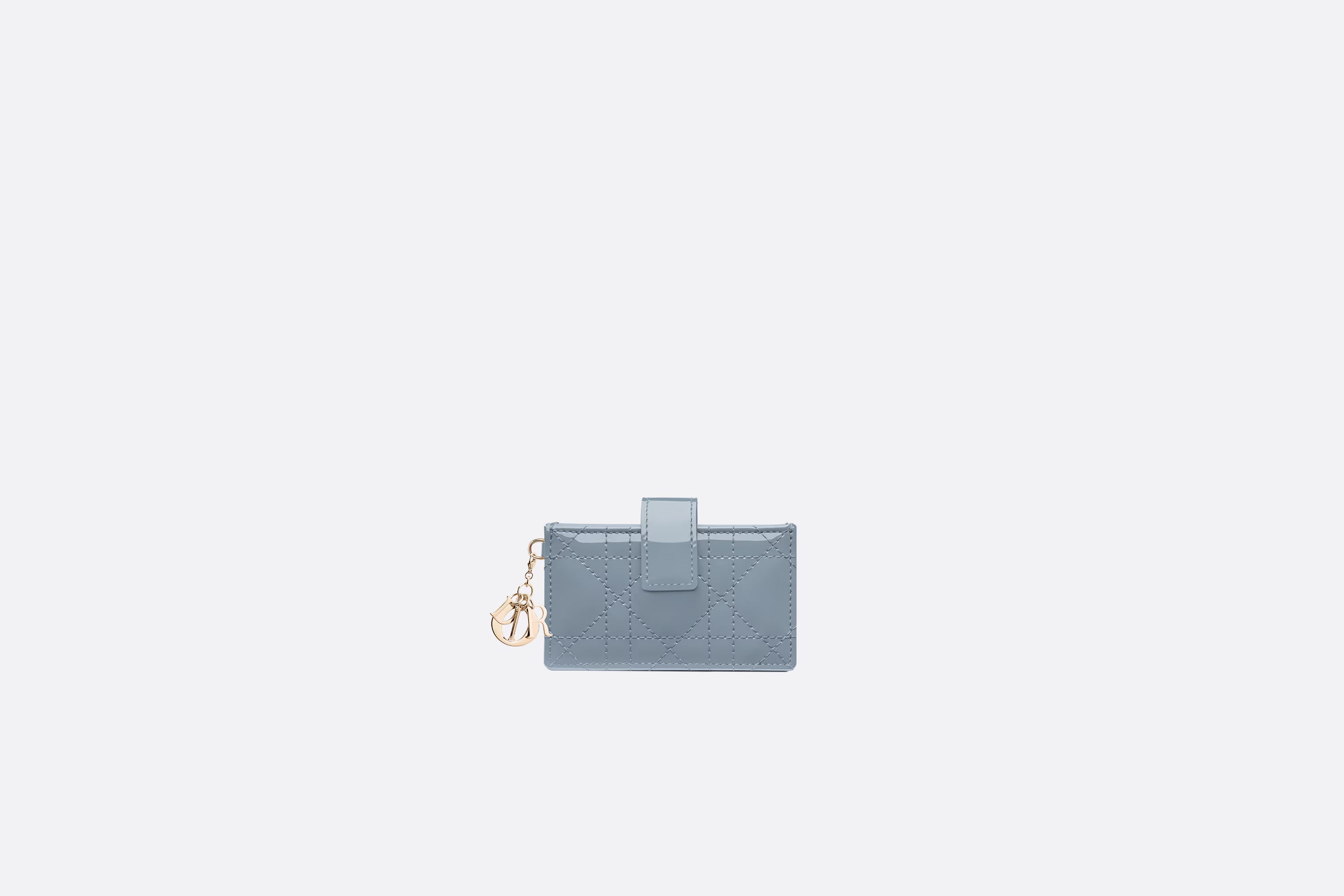 【Dior】Lady Dior Jasmine カードホルダー ブルー Lady Dior Jasmine Card Holder Sky Blue Patent Cannage
