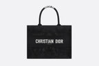 CHRISTIAN DIOR Medium Dior Book Tote Toile de Jouy Soleil Macrame Embroidery | 迪奧 手提袋 (中碼/Black)