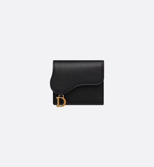 CHRISTIAN DIOR Saddle Lotus Wallet Grained Calfskin | 迪奧 銀包 (黑色)