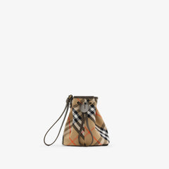 BURBERRY Check Drawstring Pouch​ | 博柏利 手袋 (Sand)