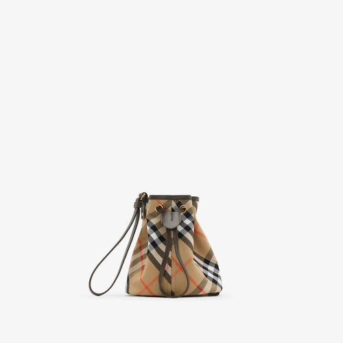 BURBERRY Check Drawstring Pouch​ | 博柏利 手袋 (Sand)