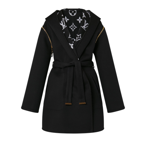 LOUIS VUITTON 1AC2D7 Reversible Zip Sleeve Hooded Wrap Coat | 路易威登 外套 (黑色)