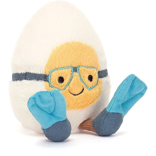 JELLYCAT Amuseables Boiled Egg Scuba | Diving Boiled Egg (White)