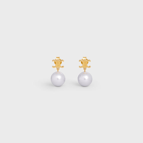 CELINE Triomphe Pearl Earrings | 賽琳 耳環 (金色)