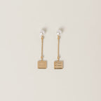 MIU MIU Metal Earrings with Artificial Pearls | 缪缪耳环(金色)