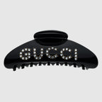 GUCCI 'GUCCI' Hair Clip with Crystals | 古馳 髮夾 (Black)