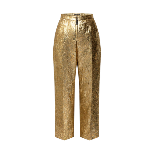 LOUIS VUITTON 1AGFAK Floral Jacquard Trousers Golden | Louis Vuitton trousers (gold)