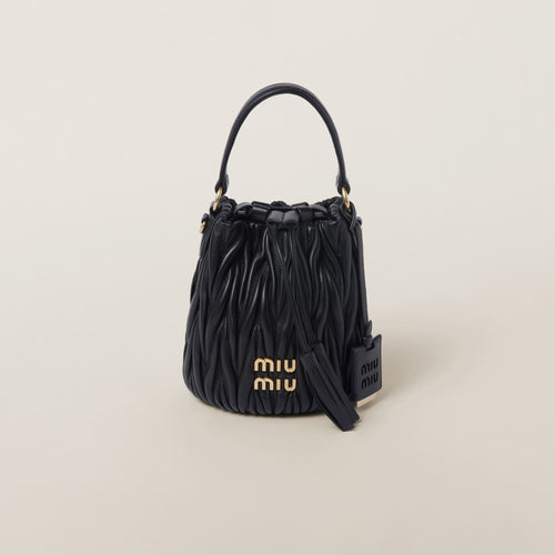 MIU MIU Matelasse Nappa Leather Bucket Bag | 繆繆 水桶袋 (黑色)