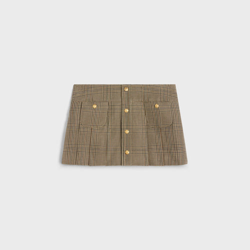 CELINE Pleated Bandeau Mini Skirt in Linen and Wool | 賽琳 短裙 (米色)
