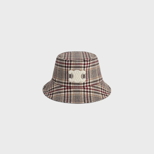 CELINE Triomphe Bob in prince of wales wool | 賽琳 漁夫帽 (米色)