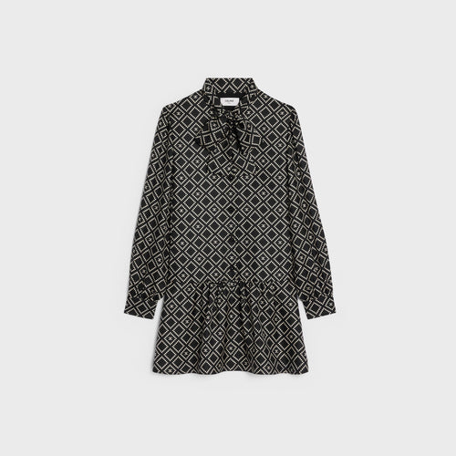 CELINE Basque Mini Dress in Silk Twill | 賽琳 迷你裙 (黑色)