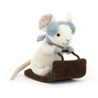 JELLYCAT Merry Mouse Sleighing | Christmas Mouse (White)