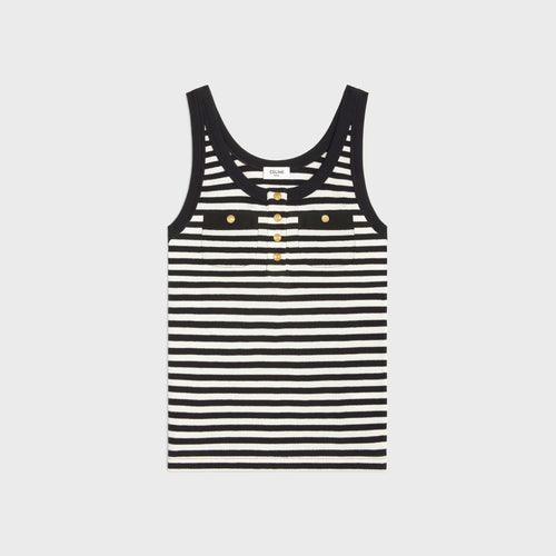 CELINE Mariniere Tank Top in Ribbed Cotton Jersey | 賽琳 背心上衣 (黑白色)