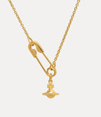 VIVIENNE WESTWOOD Safety Pin Pendant Necklace | Queen Mother Necklace (Gold)