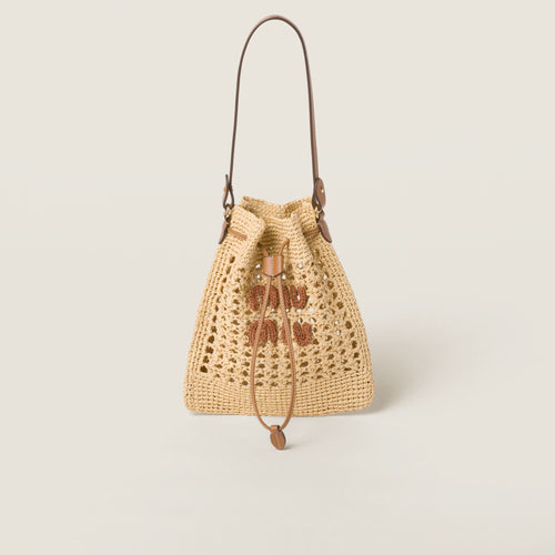 MIU MIU Woven Fabric Mini-Bag | 繆繆 草編袋 (Beige)