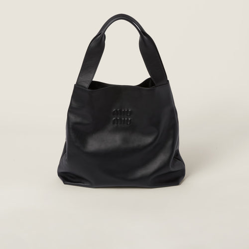 MIU MIU Leather Hobo Bag | 繆繆 手袋 (黑色)