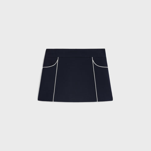 CELINE Trapeze Mini Skirt in Gauffered Double Wool | 賽琳 迷你短裙 (深藍色)