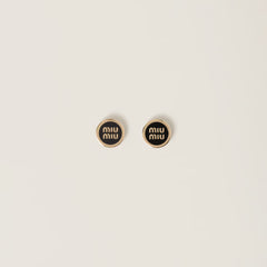 MIU MIU Enameled Metal Earrings | 繆繆 耳環 (Black)