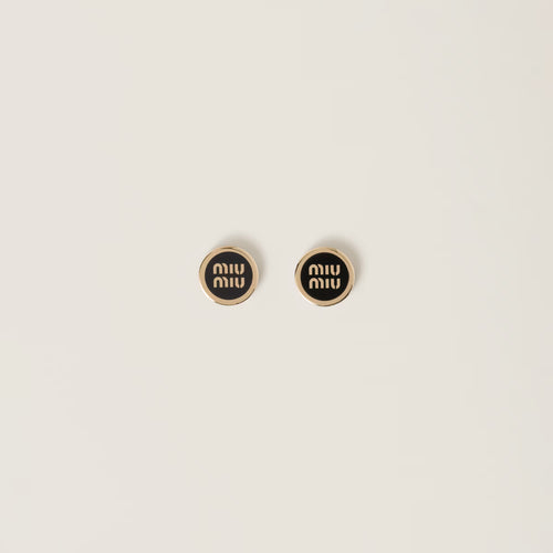 MIU MIU Enameled Metal Earrings | 繆繆 耳環 (Black)