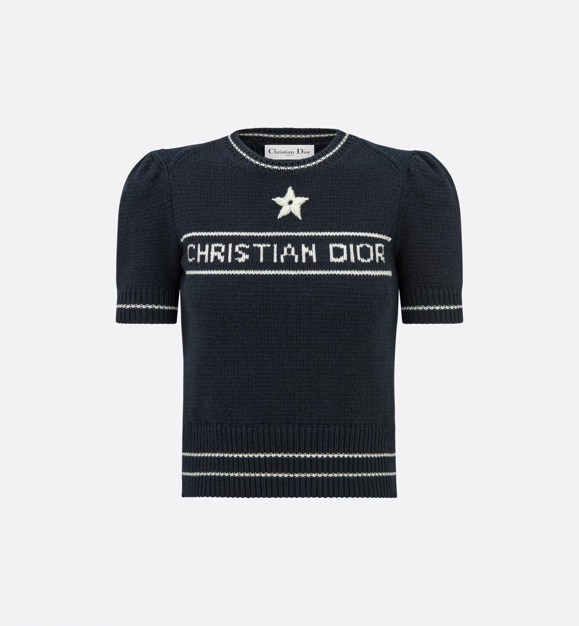 みうChristian Dior ショートスリーブセーター ロゴ ホワイト DIOR ショートスリーブ コットン セーター - メルカリ