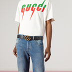 GUCCI Men's GG Marmont 4CM Wide Belt | Gucci Men's Belt (Black)