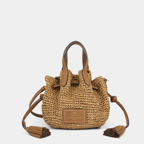 ANYA HINDMARCH Raffia Drawstring Small Cross-body Tote | 安雅·希德瑪芝 草編袋 (啡色)