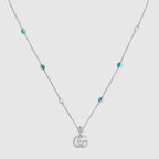 GUCCI Double G Mother of Pearl Necklace Silver Green | 古馳 頸鏈 (銀色/綠色)