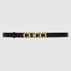 GUCCI Gucci Buckle Thin Belt | 古馳 皮帶 (黑色)