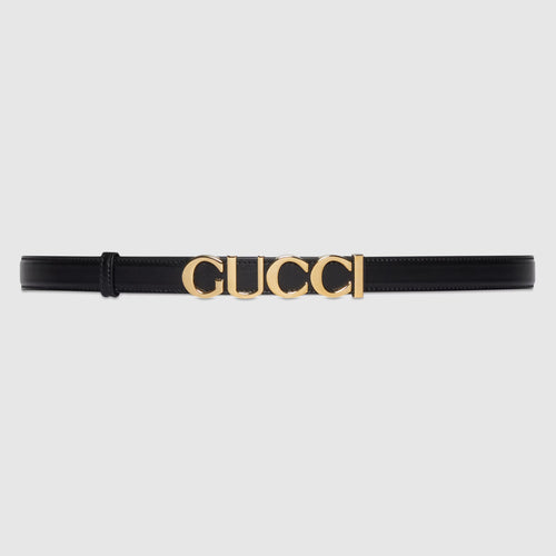 GUCCI Gucci Buckle Thin Belt | 古馳 皮帶 (黑色)