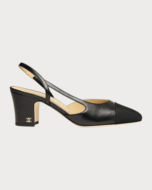 CHANEL G31318 Slingbacks Goatskin Grosgrain(Black)