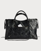 BALENCIAGA Women's Le City Bag in Black Lambskin(Medium/Black)