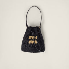 MIU MIU Woven Fabric Mini-Bag | 繆繆 草編袋 (Black)