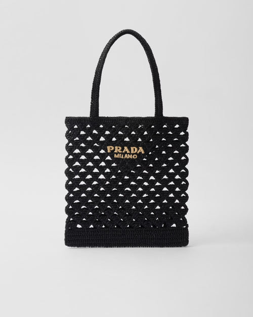PRADA Large Crochet Tote Bag | 普拉達 草編袋 (Black)