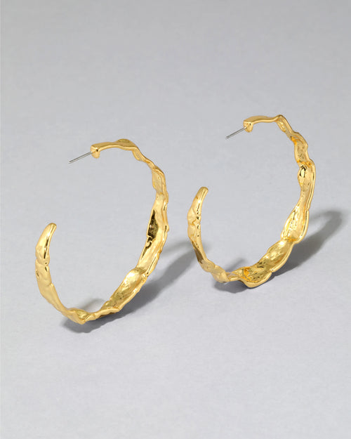 ALEXIS BITTAR Brut Textured Gold Hoop Earring | 耳環 (金色)