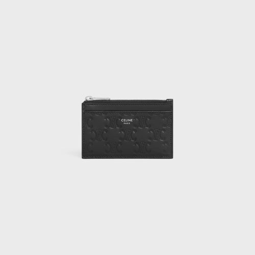 CELINE Men's Zipped Card Holder In Calfskin With Triomphe Embossed | 赛琳 男士卡套 (黑色)