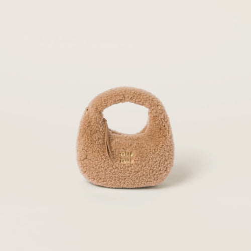 MIU MIU Wander Shearling Hobo bag with Leather Details | MIU MIU Wander Shearling Hobo bag (fine size/multi-color)