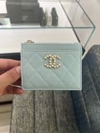 CHANEL Pearl CC Logo Small Wallet | 香奈兒 銀包 (淺藍色)