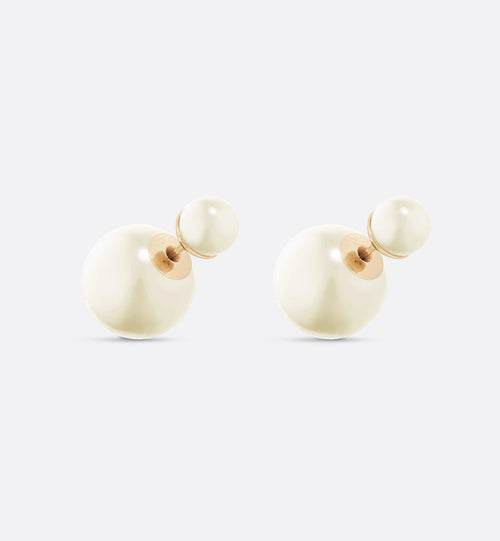 CHRISTIAN DIOR Dior Tribales Earrings Gold-Finish Metal and White Resin Pearls | 迪奧 珍珠耳環 (金色)