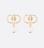 CHRISTIAN DIOR Petit CD Earrings Gold-Finish Metal and White Resin Pearls | 迪奧 耳環 (金色)