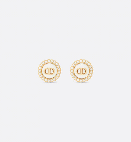 CHRISTIAN DIOR Petit CD Baroque Stud Earrings Gold-Finish Metal | Dior Earrings (Multicolor) 