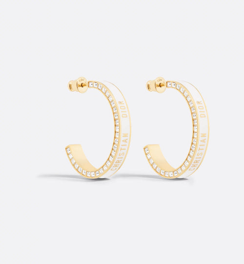 CHRISTIAN DIOR Large Dior Night Code Hoop Earrings Gold-Finish Metal, White Crystals | 迪奧 耳環 (多色)