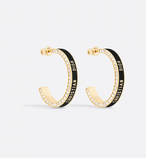 CHRISTIAN DIOR Large Dior Night Code Hoop Earrings Gold-Finish Metal, White Crystals | 迪奧 耳環 (多色)