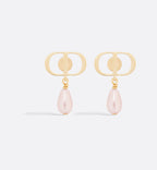 CHRISTIAN DIOR Petit CD Earrings Gold-Finish Metal and Iridescent Pink Resin Pearls | 迪奧 耳環 (粉紅色)