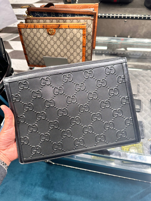 GUCCI Men s All Black Tennis 20 Pouch Gucci men s handbags all blac LondonKelly